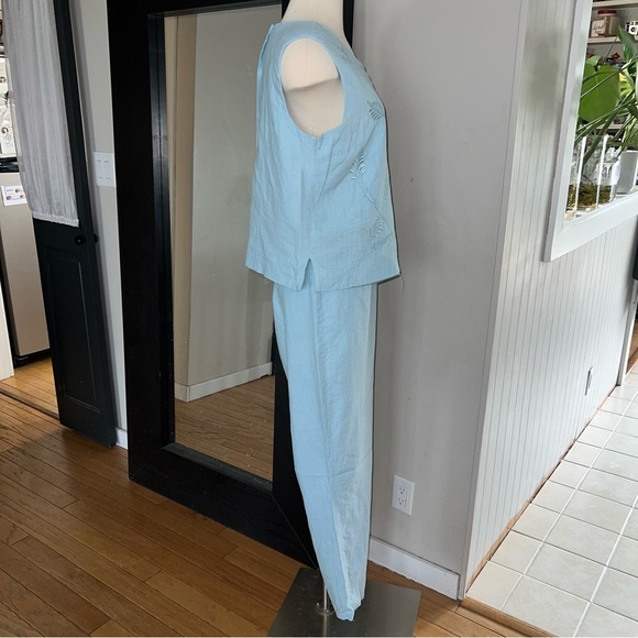 220 Hickory Light Blue Sleeveless Linen Blend 2-Piece Set – Size Large - Picture 3 of 12